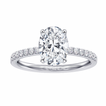 1.85 CT Hidden Halo Oval Diamond Engagement Ring in White Gold or Platinum